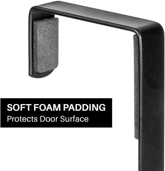 Alt view image 5 of 7 - Professional® Home Over the Door Hooks - 5 Hook Over the Door Coat Rack - Over the Door Hanger - Hanging Towels or Clothes - Bathroom, Bedroom, Laundry Room - Lifetime Ltd. Warranty, Black