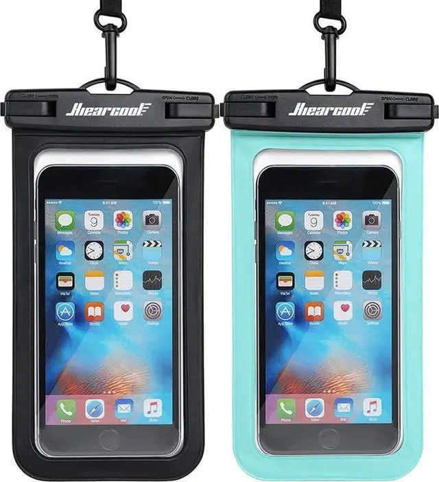 Main image of Waterproof Phone Pouch, Waterproof Phone Case, Black&Green 2-Pack | Durable multilayer IPX8 protection; touchscreen access and fit up to 8.9 inches; cruise essentials 2026 for beach and pool
