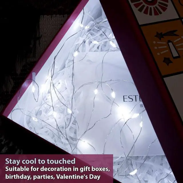 Alt view image 3 of 6 - 6 Pack White Fairy Lights Battery Operated, 7ft 20LED Mini Fairy Mason Jar String Light, Waterproof Firefly Starry Lights for DIY Wedding Party Bedroom Patio Christmas Décor