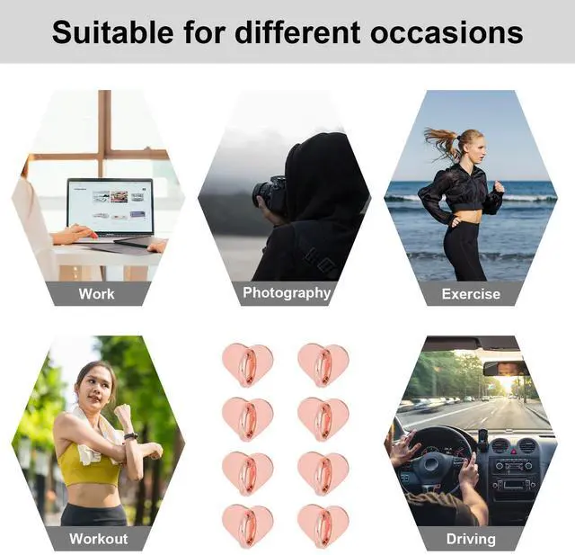 Alt view image 7 of 7 - 8pcs Heart Cell Phone Ring Holder, Cute Phone Charm Hooks Adhesive Smartphone Finger Ring Grip Sticky Metal Loop Stand for Cellphone Case Pad Tablet DIY Accessories (Rose Gold)