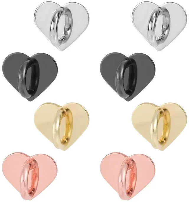Main image of 8pcs Heart Cell Phone Ring Holder, Cute Phone Charm Hooks Adhesive Smartphone Finger Ring Grip Sticky Metal Loop Stand for Cellphone Case Pad Tablet DIY Accessories (4 Colors)