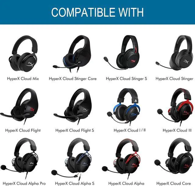 Alt view image 2 of 6 - Cooling Gel Replacement Ear Pads for HyperX Cloud 1/2/3/Pro/Core/Alpha/Alpha S/Alpha Pro/Flight/Flight S/Stinger/Stinger S, CloudX Stinger Headset and More, Breathable Ice Silk Fabric - Black