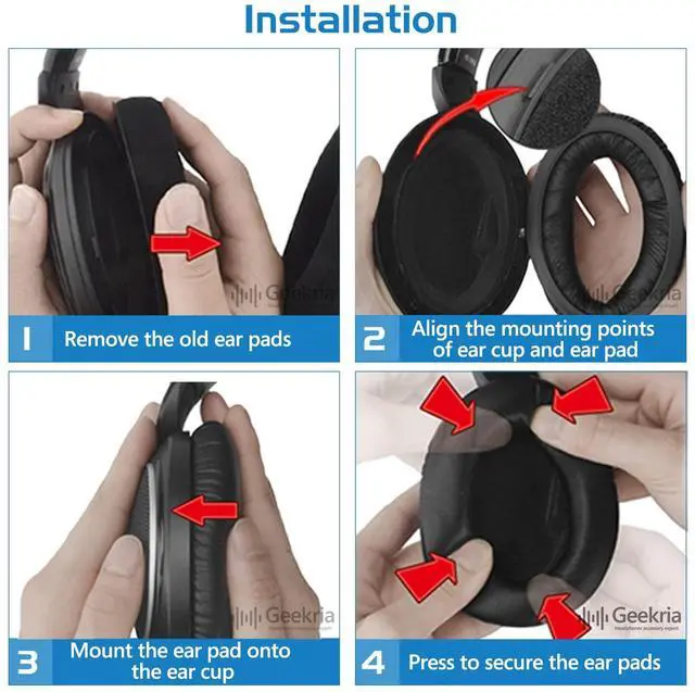Alt view image 5 of 6 - Comfort Velour Replacement Ear Pads Compatible with Sennheiser Game ONE, PC360, PC363D, PC373D Headphones Ear Cushions, Repair Parts with Video Guide (Black)