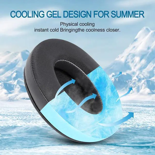 Alt view image 4 of 6 - Cooling Gel Replacement Ear Pads for HyperX Cloud 1/2/3/Pro/Core/Alpha/Alpha S/Alpha Pro/Flight/Flight S/Stinger/Stinger S, CloudX Stinger Headset and More, Breathable Ice Silk Fabric - Black