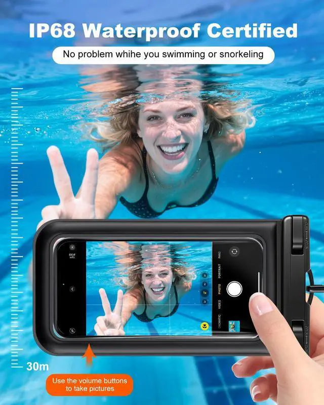 Alt view image 4 of 7 - Floating Waterproof Phone Pouch 2 Pack, IP68 Dry Bag Up to 7.0" | Waterproof Phone Case fits All Smartphones, Floats in Water, Clear Underwater Shots for Beach Snorkel Cruise Kayak
