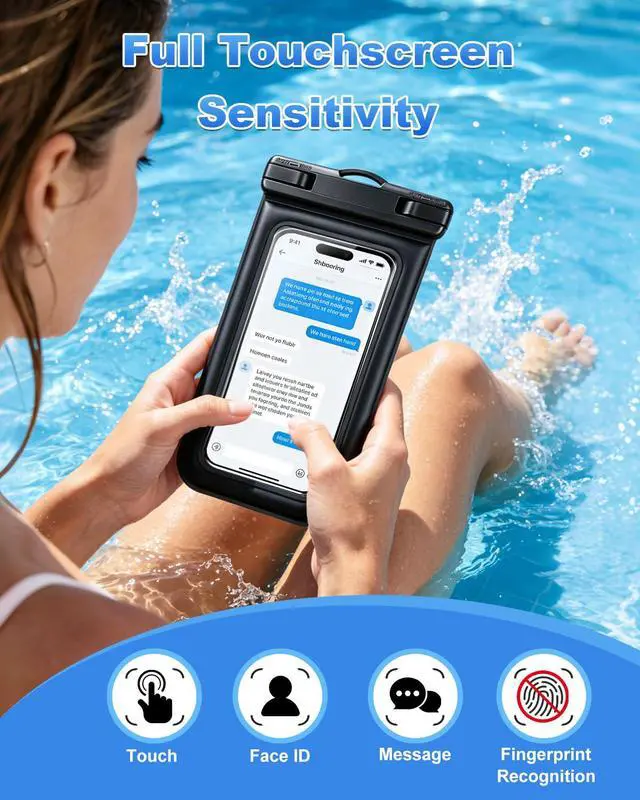 Alt view image 5 of 7 - Floating Waterproof Phone Pouch 2 Pack, IP68 Dry Bag Up to 7.0" | Waterproof Phone Case fits All Smartphones, Floats in Water, Clear Underwater Shots for Beach Snorkel Cruise Kayak