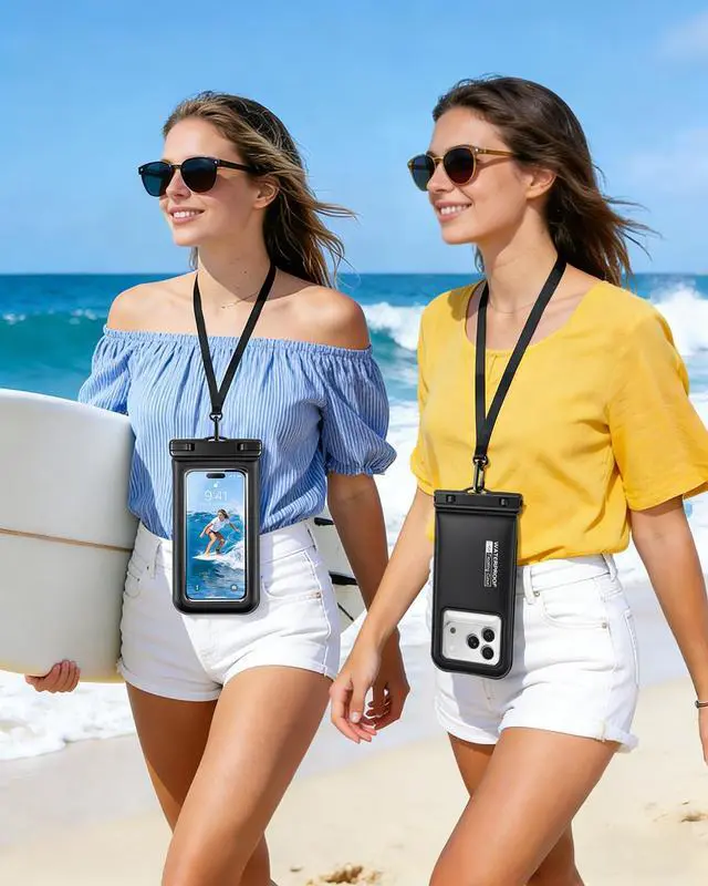 Alt view image 7 of 7 - Floating Waterproof Phone Pouch 2 Pack, IP68 Dry Bag Up to 7.0" | Waterproof Phone Case fits All Smartphones, Floats in Water, Clear Underwater Shots for Beach Snorkel Cruise Kayak