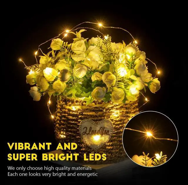 Alt view image 3 of 7 - Fairy Lights Battery Operated String Lights - 12 Pack 7ft 20 LED Silver Wire Firefly Lights for Mason Jars DIY Picture Walls Shelves Arts Crafts Trees Branches Bedroom Wedding Party Decor(Warm White)