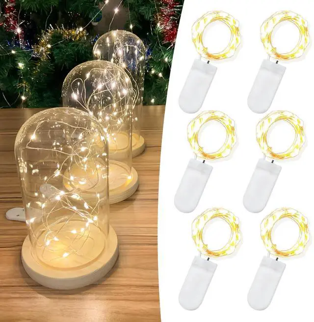 Main image of 6 Pack 7FT 20 LED Battery Operated Fairy Lights, Warm White Mini String Lights with Silver Wire, Twinkle & Firefly Lights for Mason Jars, Wedding, Party, Christmas Decoration, Centerpieces
