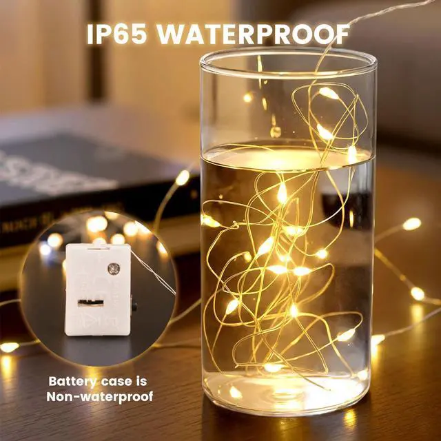 Alt view image 3 of 7 - 15 Pack Fairy Lights Battery Operated, 7Ft 20 LED Waterproof String Lights Wire Firefly Starry Moon Light for DIY Mason Jars Party Centerpiece Table Valentine's Day Decorations Tree Ornament