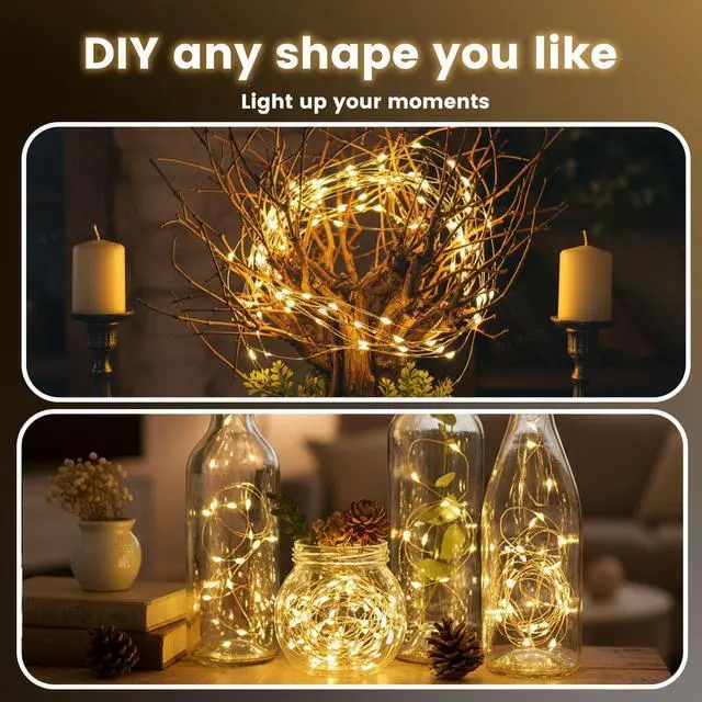Alt view image 5 of 7 - 15 Pack Fairy Lights Battery Operated, 7Ft 20 LED Waterproof String Lights Wire Firefly Starry Moon Light for DIY Mason Jars Party Centerpiece Table Valentine's Day Decorations Tree Ornament