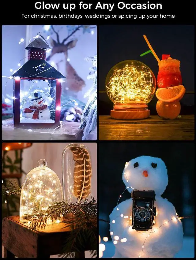 Alt view image 3 of 7 - 12 Pack Led Fairy Lights Battery Operated String Lights Waterproof Silver Wire 7 Feet 20 Led Firefly Starry Moon Lights for DIY Wedding Party Bedroom