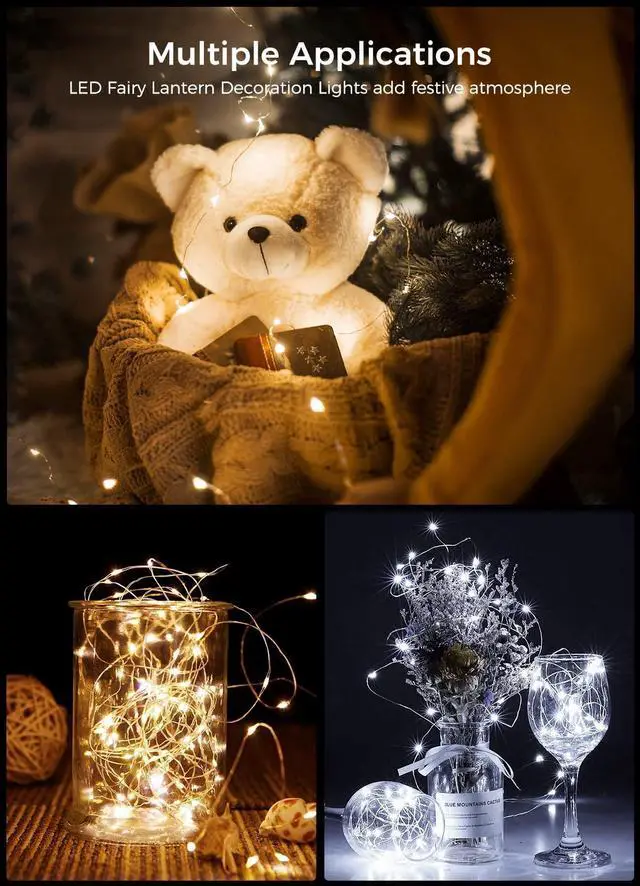 Alt view image 7 of 7 - 12 Pack Led Fairy Lights Battery Operated String Lights Waterproof Silver Wire 7 Feet 20 Led Firefly Starry Moon Lights for DIY Wedding Party Bedroom