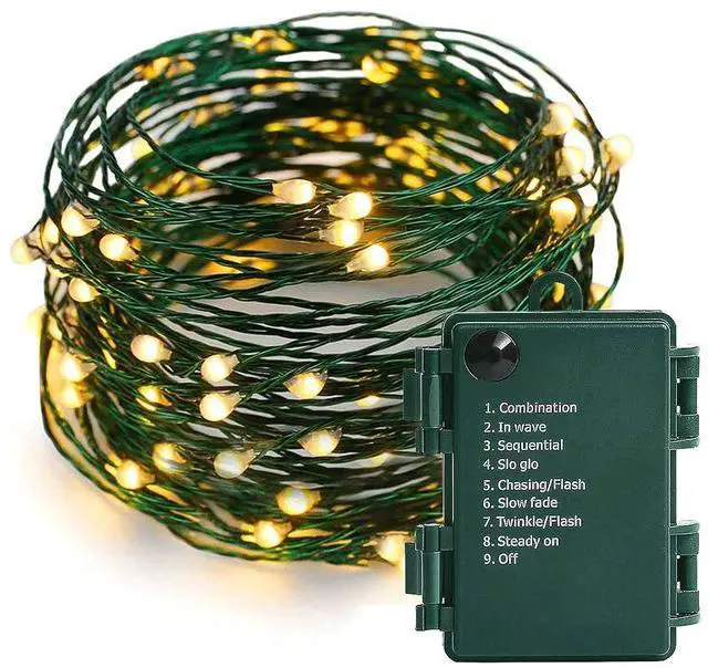 Main image of Battery Operated Starry Lights - 18FT 50 Micro LEDs, Warm White, Waterproof, Christmas Tree, Wreath, DIY Wedding