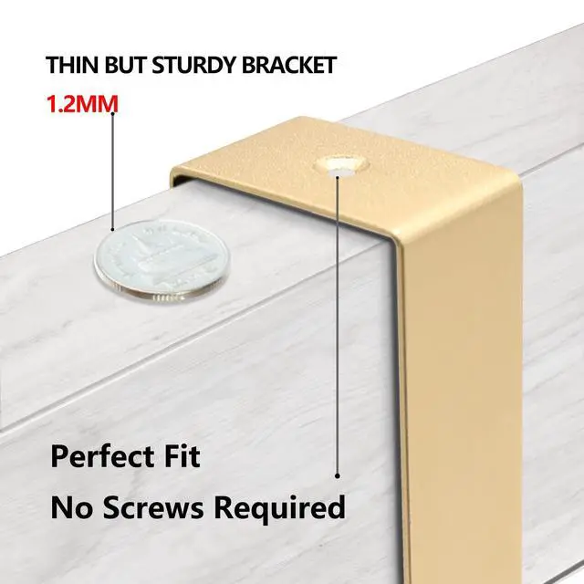 Alt view image 3 of 7 - Over The Door Hooks Door Hanger, Moving 6-Hooks Over Door Coat Rack for Hanging, Aluminum Heavy Duty Door Organizer for Towel Robe Hat Bag, Behind Back of Door Bathroom (Gold)