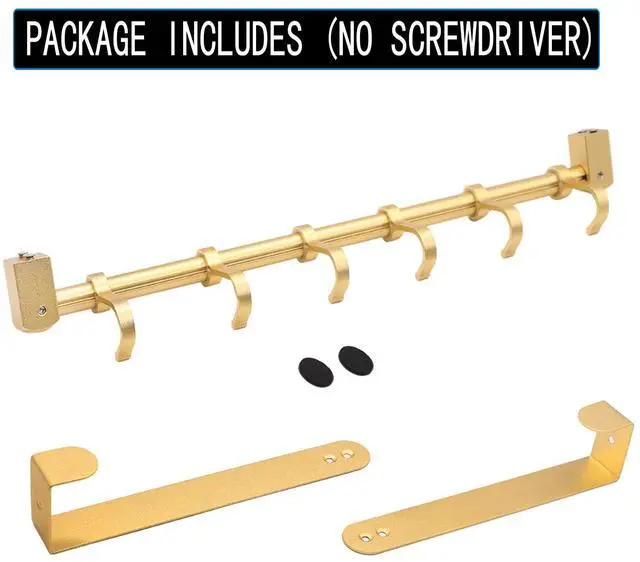 Alt view image 5 of 7 - Over The Door Hooks Door Hanger, Moving 6-Hooks Over Door Coat Rack for Hanging, Aluminum Heavy Duty Door Organizer for Towel Robe Hat Bag, Behind Back of Door Bathroom (Gold)