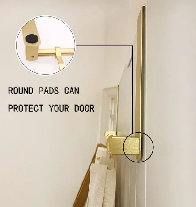 Alt view image 6 of 7 - Over The Door Hooks Door Hanger, Moving 6-Hooks Over Door Coat Rack for Hanging, Aluminum Heavy Duty Door Organizer for Towel Robe Hat Bag, Behind Back of Door Bathroom (Gold)