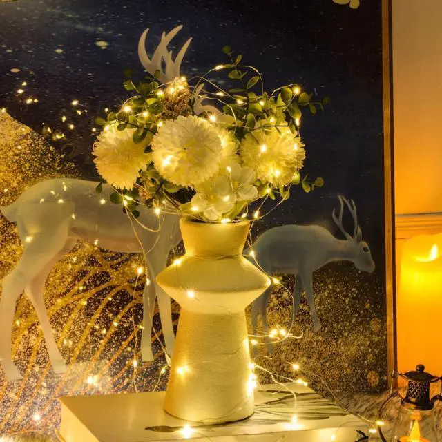 Alt view image 7 of 7 - 12 Pack Fairy Lights with Batteries,7ft 20 LED Waterproof Silver Wire String Lights, Firefly Starry Lights for DIY Mason Jars Wedding Table Centerpieces Party & Bedroom Decor (Warm White)