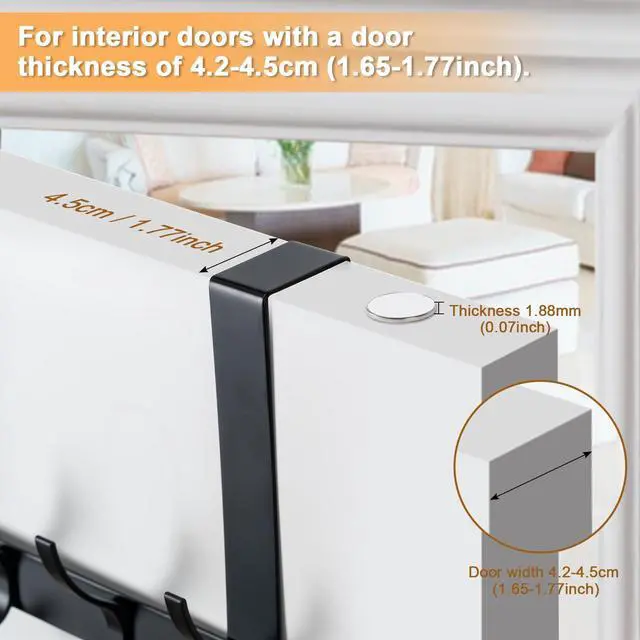 Alt view image 2 of 6 - Over The Door Hooks, Sturdy Door Hanger, Towel Rack Towel Hooks for Bathroom 12 Hooks Large Over The Door for Bathroom, BedroomKitchen