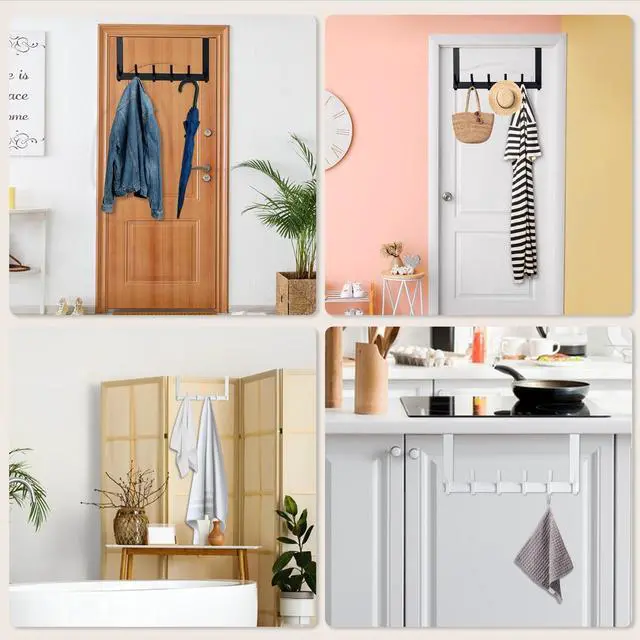 Alt view image 6 of 6 - Over The Door Hooks, Sturdy Door Hanger, Towel Rack Towel Hooks for Bathroom 12 Hooks Large Over The Door for Bathroom, BedroomKitchen
