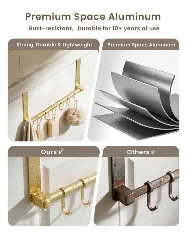 Alt view image 3 of 7 - BOF Heavy Duty Over The Door Hooks, Moving 6 Door Hooks for Hanging, Over the Door Hanger Organizer for Bathroom