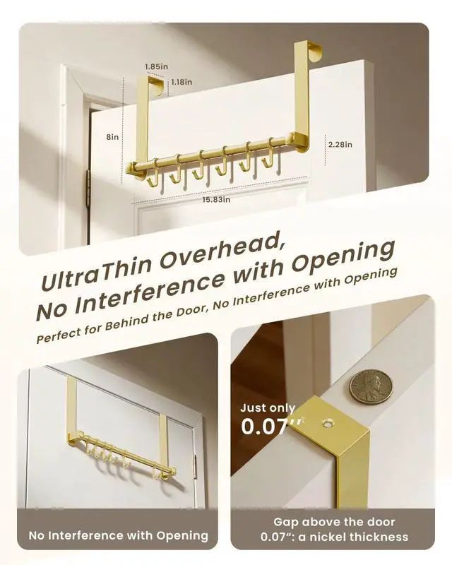 Alt view image 4 of 7 - BOF Heavy Duty Over The Door Hooks, Moving 6 Door Hooks for Hanging, Over the Door Hanger Organizer for Bathroom