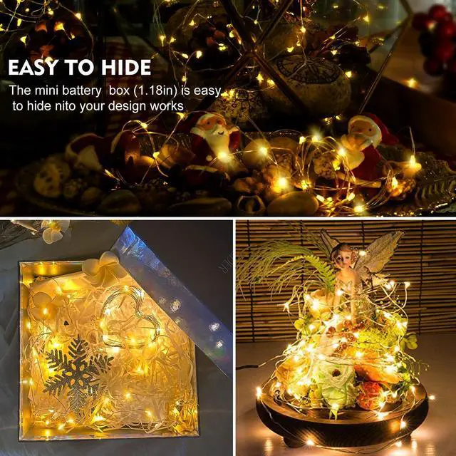 Alt view image 3 of 6 - 12 Pack Led Fairy Lights Battery Operated String Lights Waterproof Silver Wire 7 Feet 20 Led Firefly Starry Moon Lights for DIY Wedding Party Bedroom Patio Christmas Warm White