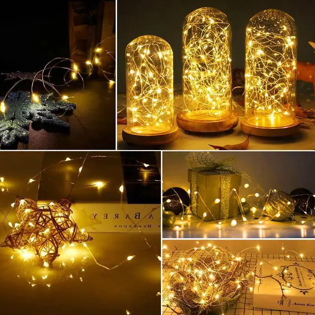 Alt view image 6 of 6 - 12 Pack Led Fairy Lights Battery Operated String Lights Waterproof Silver Wire 7 Feet 20 Led Firefly Starry Moon Lights for DIY Wedding Party Bedroom Patio Christmas Warm White