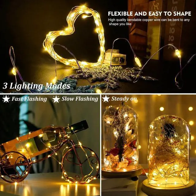 Alt view image 2 of 6 - 12 Pack Led Fairy Lights Battery Operated String Lights Waterproof Silver Wire 7 Feet 20 Led Firefly Starry Moon Lights for DIY Wedding Party Bedroom Patio Christmas Warm White