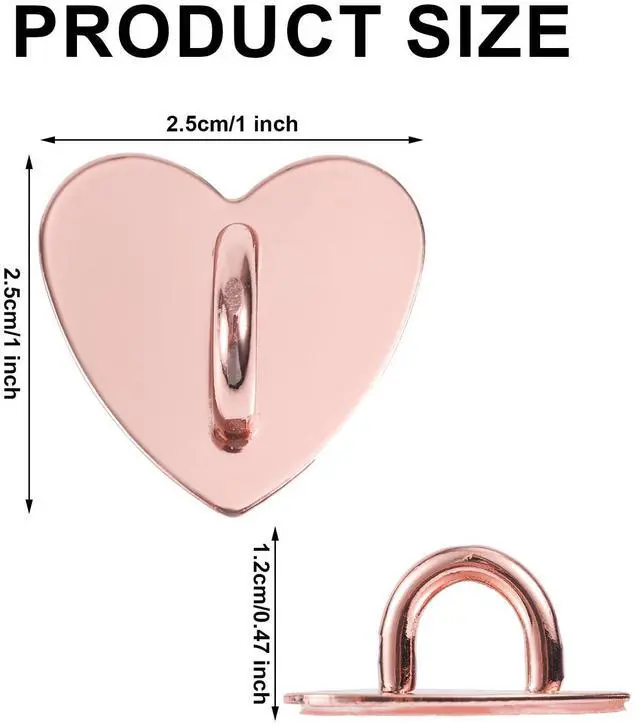 Alt view image 2 of 7 - 8pcs Cell Phone Ring Holder, Cute Heart Phone Charm Hooks Adhesive Smartphone Finger Ring Stand Sticky Metal Loop Grip for Cellphone Case Pad Tablet DIY Accessories (Rose Gold)