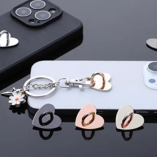 Alt view image 5 of 7 - 8 Pcs Phone Charm Hook Cell Phone Ring Holder, Cute Heart Phones Charm Hooks Adhesive Smartphone Finger Ring Grip Metal Loop Stand for Cellphone Case Pad Tablet DIY Hanging, 4 Colors