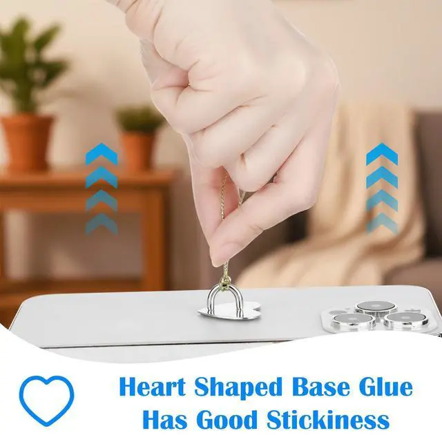 Alt view image 7 of 7 - 8 Pcs Heart Phone Charm Hook Cute Cell Phone Finger Ring Adhesive Smartphone Finger Ring Grip Sticky Metal Loop Stand for Cellphone Case Pad Tablet DIY Accessories (Silver) 0.95 × 0.98 × 0.47 Inch