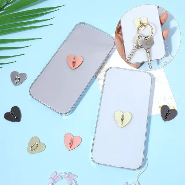 Alt view image 6 of 6 - 12 Pcs Heart Cell Phone Ring Holder, Metal Phone Charm Rings Adhesive Metal Phones Finger Grip Loop Stand Cute Cell Phones Accessories Finger Grip for DIY Cellphone Case Pad Tablet Supplies