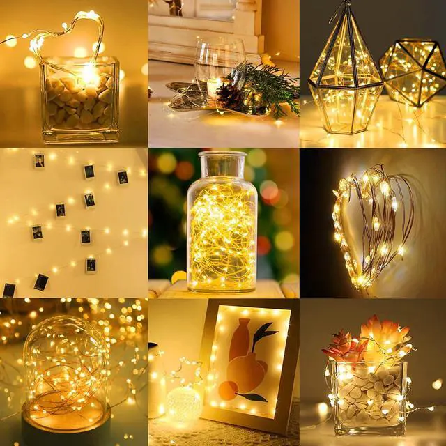 Alt view image 2 of 7 - 12 Pack Fairy Lights Battery Operated, 7ft 20 Mini LED Fairy Lights Silver Wire Twinkle Lights for DIY, Parties, Wedding, Bedroom, Christmas Decoration (Warm White)