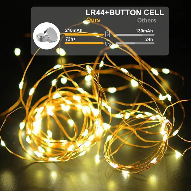 Alt view image 5 of 7 - 12 Pack Fairy Lights Battery Operated, 7ft 20 Mini LED Fairy Lights Silver Wire Twinkle Lights for DIY, Parties, Wedding, Bedroom, Christmas Decoration (Warm White)