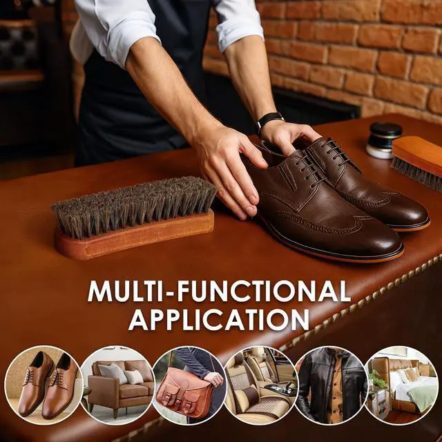 Alt view image 6 of 7 - 6.7" Horsehair Shoe Shine Brush - 2 Pack Set 100% Genuine Soft Horsehair Bristles - Unique Concave Design Wood Handle for Boots, Shoes & Other Leather Care (2pcs)