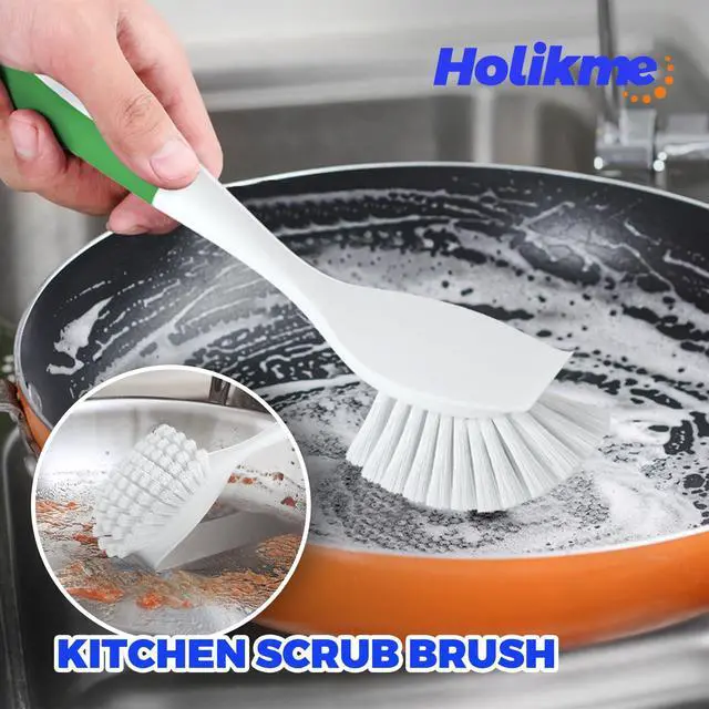 Alt view image 2 of 6 - 6 Pack Dish Brush with Handle Kitchen Cleaning Brush Set for Pot, Pan, Kitchen Sink (Green)