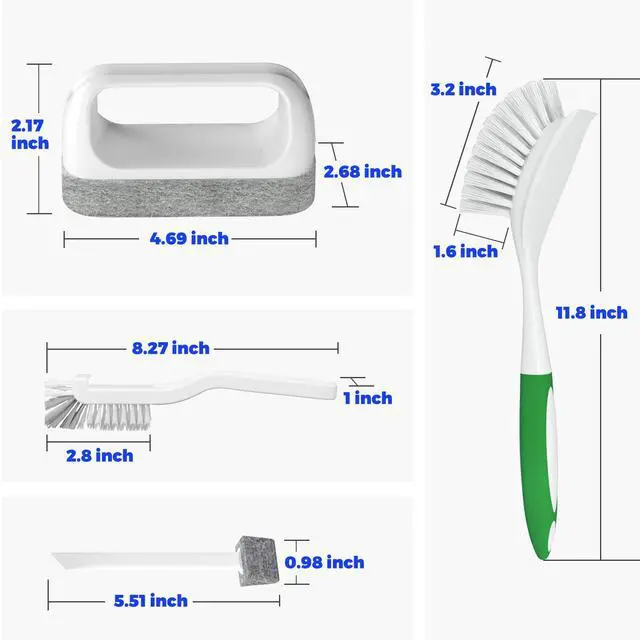 Alt view image 6 of 6 - 6 Pack Dish Brush with Handle Kitchen Cleaning Brush Set for Pot, Pan, Kitchen Sink (Green)