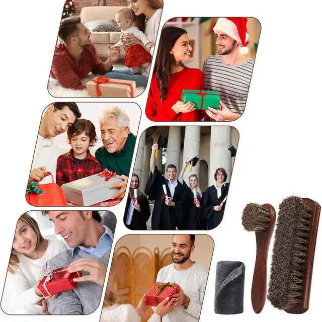 Alt view image 7 of 7 - 3-Piece 100% Horse Hair Shoe Brush Kit Premium Dauber Applicators Leather Care Cleaning Set with Polishing Brushes and Microfiber Cloth for Leather Suede Shoes Boots Bags Cars Cleaning Polishing