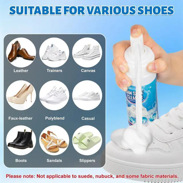 Alt view image 4 of 6 - Shoe Cleaner, 6.76fl.oz Sneaker Cleaner Foam for Removing Stains and Dirt, Shoe Cleaning Kit for White Shoes, Leather, Knit, Boots, Canvas, Fabric, Tennis