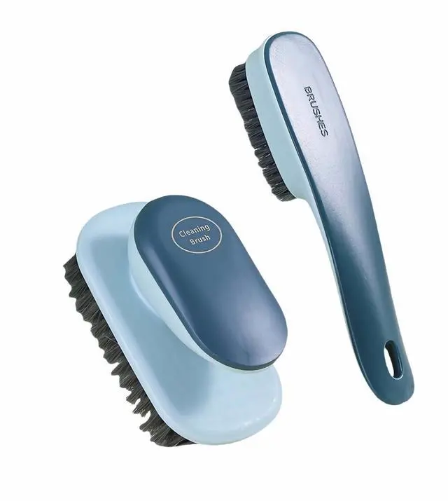 Main image of 2-Pack Ergonomic Shoe & Laundry Scrub Brush Set - Stiff Bristle Cleaning Brush for Shoes, Stains, Bathroom, Kitchen, Tile Grout - Non-Slip Grip with Hole for Hanging & Drying