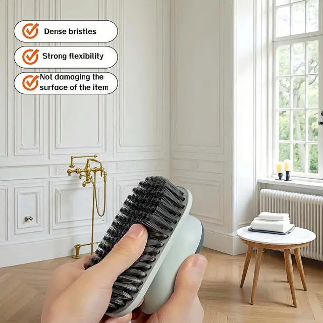 Alt view image 3 of 7 - 2-Pack Ergonomic Shoe & Laundry Scrub Brush Set - Stiff Bristle Cleaning Brush for Shoes, Stains, Bathroom, Kitchen, Tile Grout - Non-Slip Grip with Hole for Hanging & Drying
