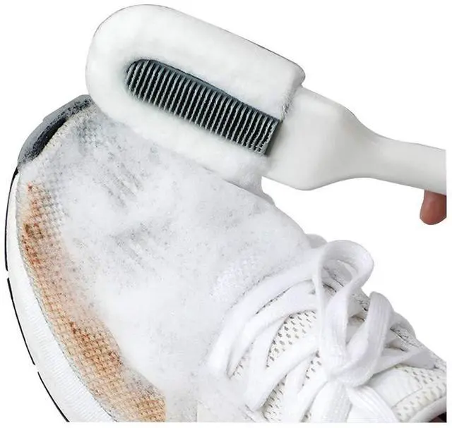 Main image of Professional Cleaning Shoe Brush, Multifunctional Long Handle Brush Cleaner, Hangable Soft Bristle Shoes Cleaning Scrubber (White)