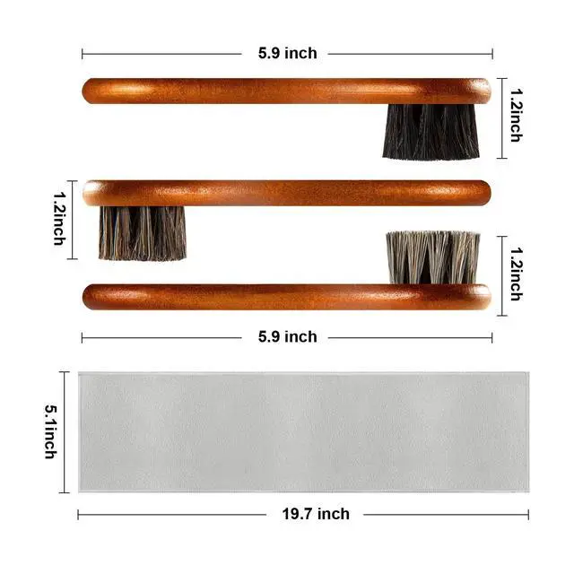Alt view image 2 of 6 - 4-Piece Horse Hair Shoe Brush Shine Kit, Shoe Polish Brush, Leather Shoes Boot Cleaning Brushes Care Clean Dauber Applicator