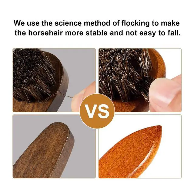Alt view image 3 of 6 - 4-Piece Horse Hair Shoe Brush Shine Kit, Shoe Polish Brush, Leather Shoes Boot Cleaning Brushes Care Clean Dauber Applicator