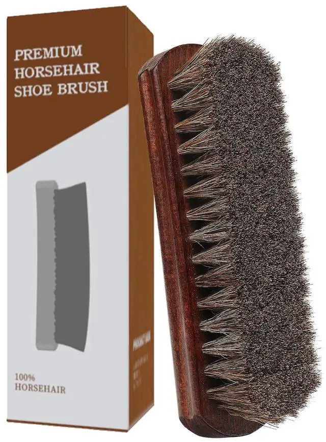 Main image of 100% Horsehair Shoe Brush - 7" Solid Beech Wood Leather Shine Brush for Boots, Shoes, & Car Interiors - Soft Polishing Bristles for Buffing & Cleaning (7" Brush 1pc)