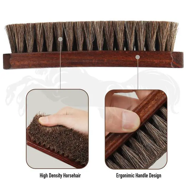 Alt view image 5 of 7 - 100% Horsehair Shoe Brush - 7" Solid Beech Wood Leather Shine Brush for Boots, Shoes, & Car Interiors - Soft Polishing Bristles for Buffing & Cleaning (7" Brush 1pc)