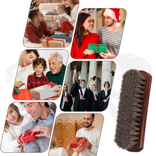 Alt view image 7 of 7 - 100% Horsehair Shoe Brush - 7" Solid Beech Wood Leather Shine Brush for Boots, Shoes, & Car Interiors - Soft Polishing Bristles for Buffing & Cleaning (7" Brush 1pc)