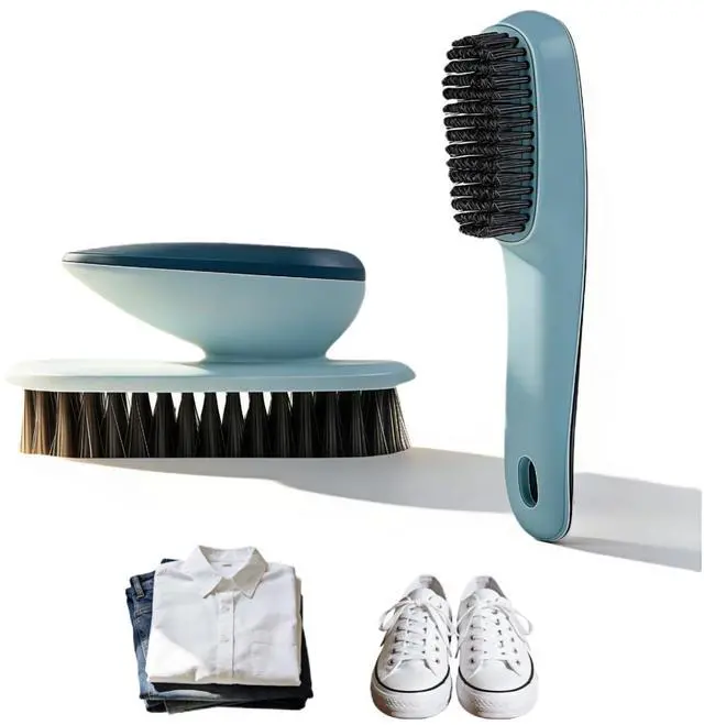 Main image of Ergonomic Shoe & Clothing Brush Set (2-Piece) - Heavy Duty Stain Remover with Non-Slip Grip, Hanging Hole for Storage | Bathroom Tile Grout Scrubber, Kitchen Cleaner, Carpet Spotter