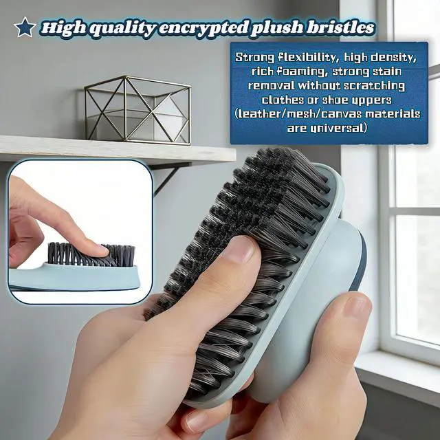 Alt view image 3 of 7 - Ergonomic Shoe & Clothing Brush Set (2-Piece) - Heavy Duty Stain Remover with Non-Slip Grip, Hanging Hole for Storage | Bathroom Tile Grout Scrubber, Kitchen Cleaner, Carpet Spotter